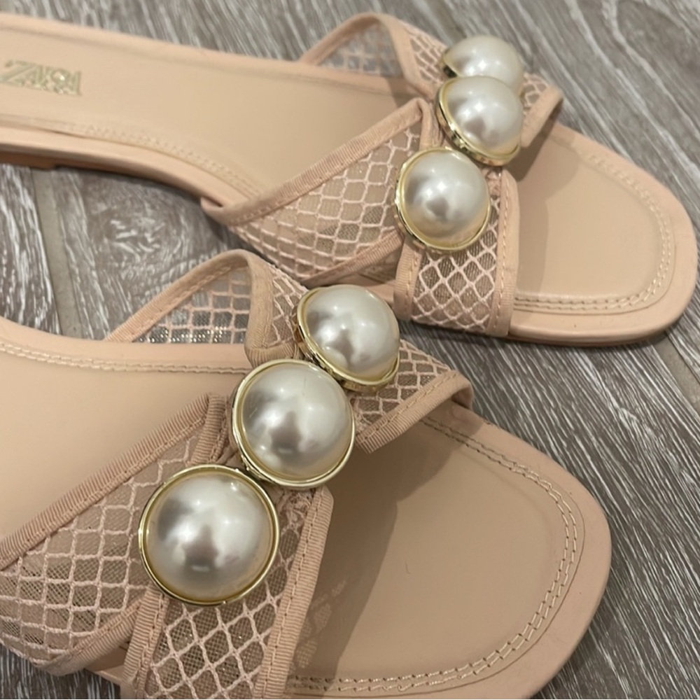 ZARA pearl nude sandals